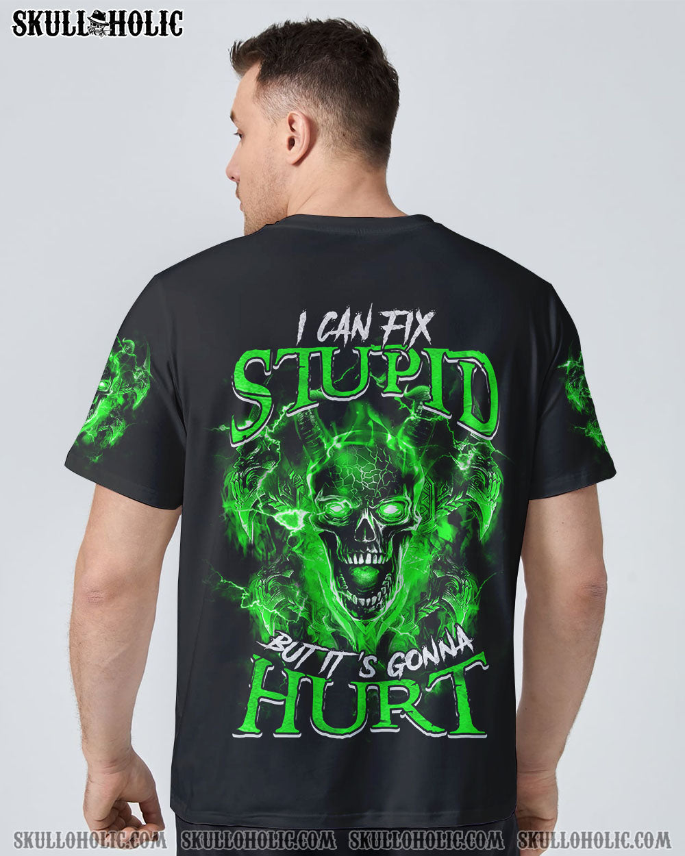 I CAN FIX STUPID DEMONS GREEN SKULL ALL OVER PRINT - TLTM0108223