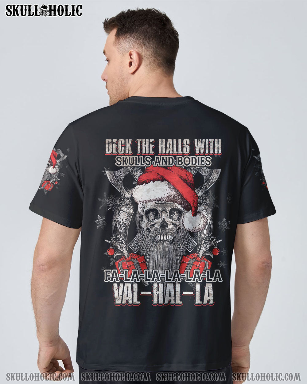 DECK THE HALLS VIKINGS SKULL ALL OVER PRINT - TLTM1010223