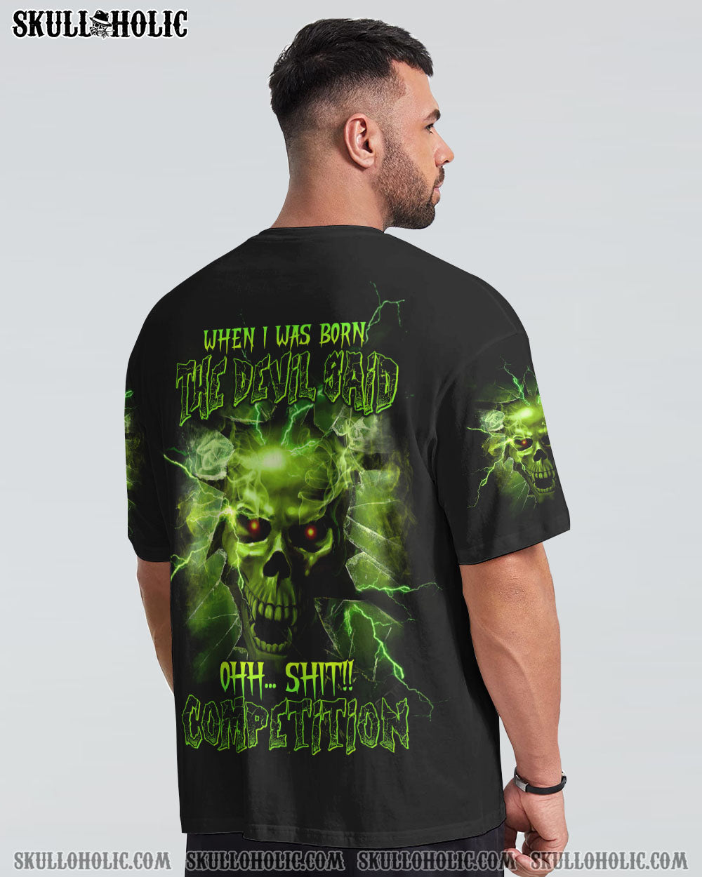 WHEN I WAS BORN GREEN GLASSES SKULL ALL OVER PRINT - TLTW0308225