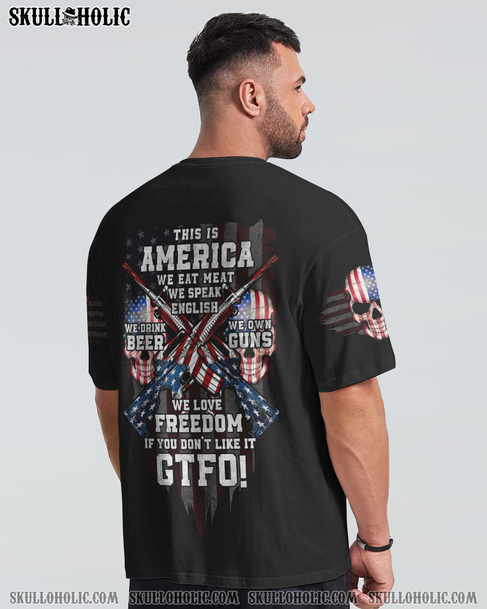 THIS IS AMERICA PATRIOTIC SKULL ALL OVER PRINT - YHTG0610222