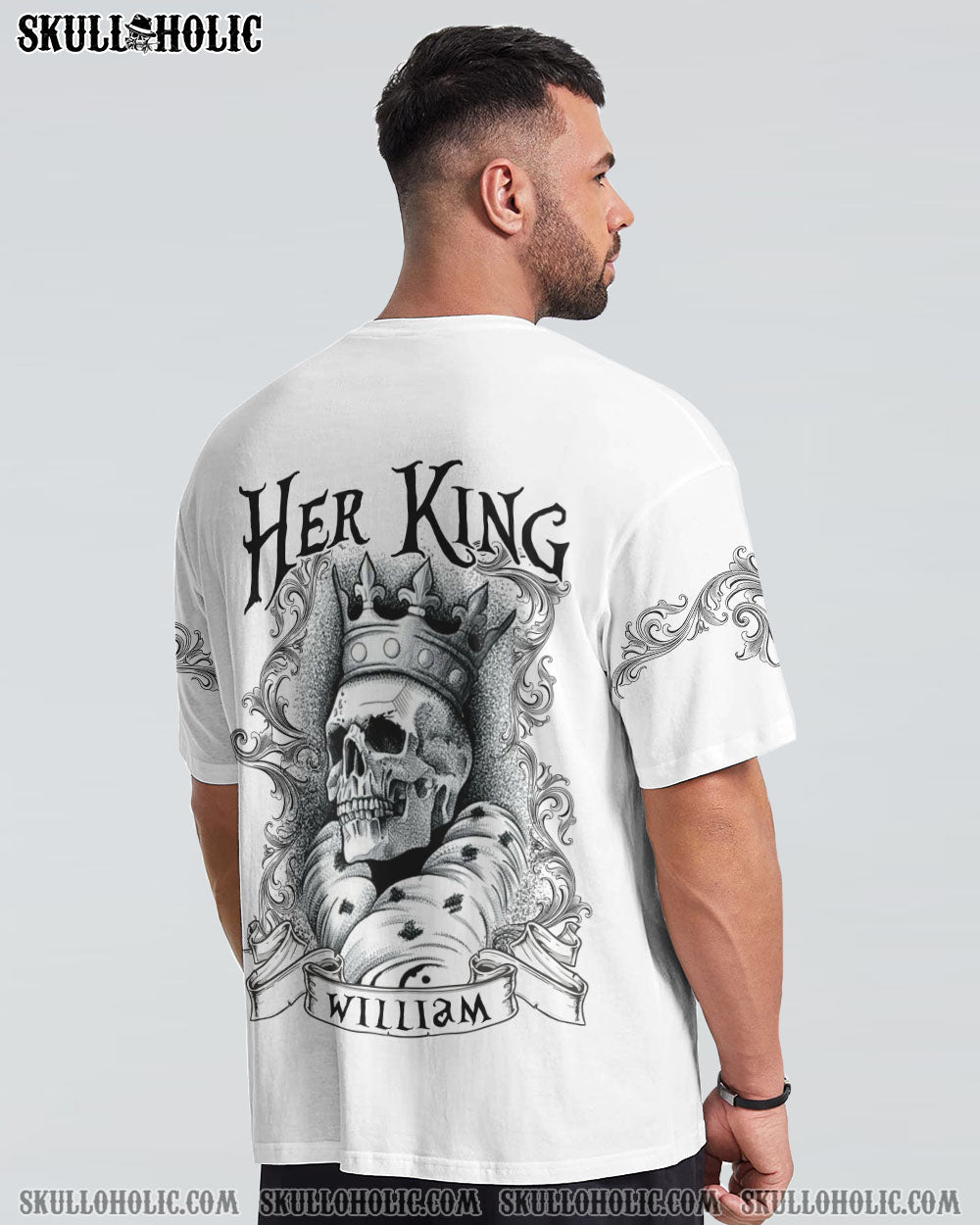 PERSONALIZED KING QUEEN SKULL COUPLE ALL OVER PRINT - YHLN0901231