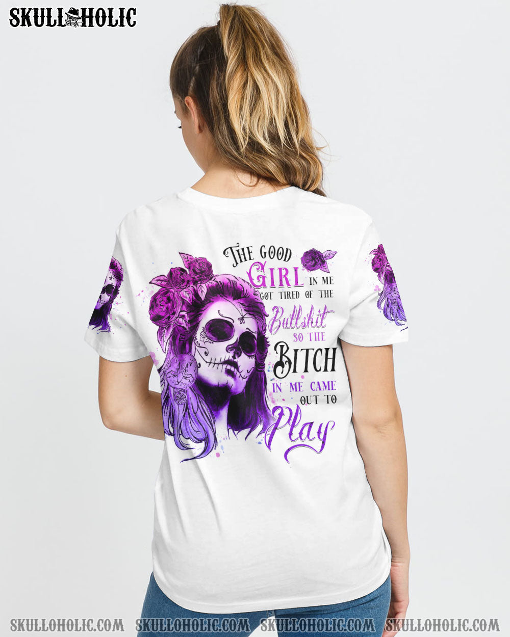 THE GOOD GIRL IN ME GOT TIRED SUGAR SKULL ALL OVER PRINT - YHTH1208223