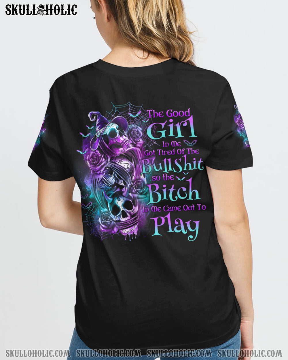 THE GOOD GIRL IN ME 3 SKULLS ROSE HALLOWEEN ALL OVER PRINT - TLNO0909221