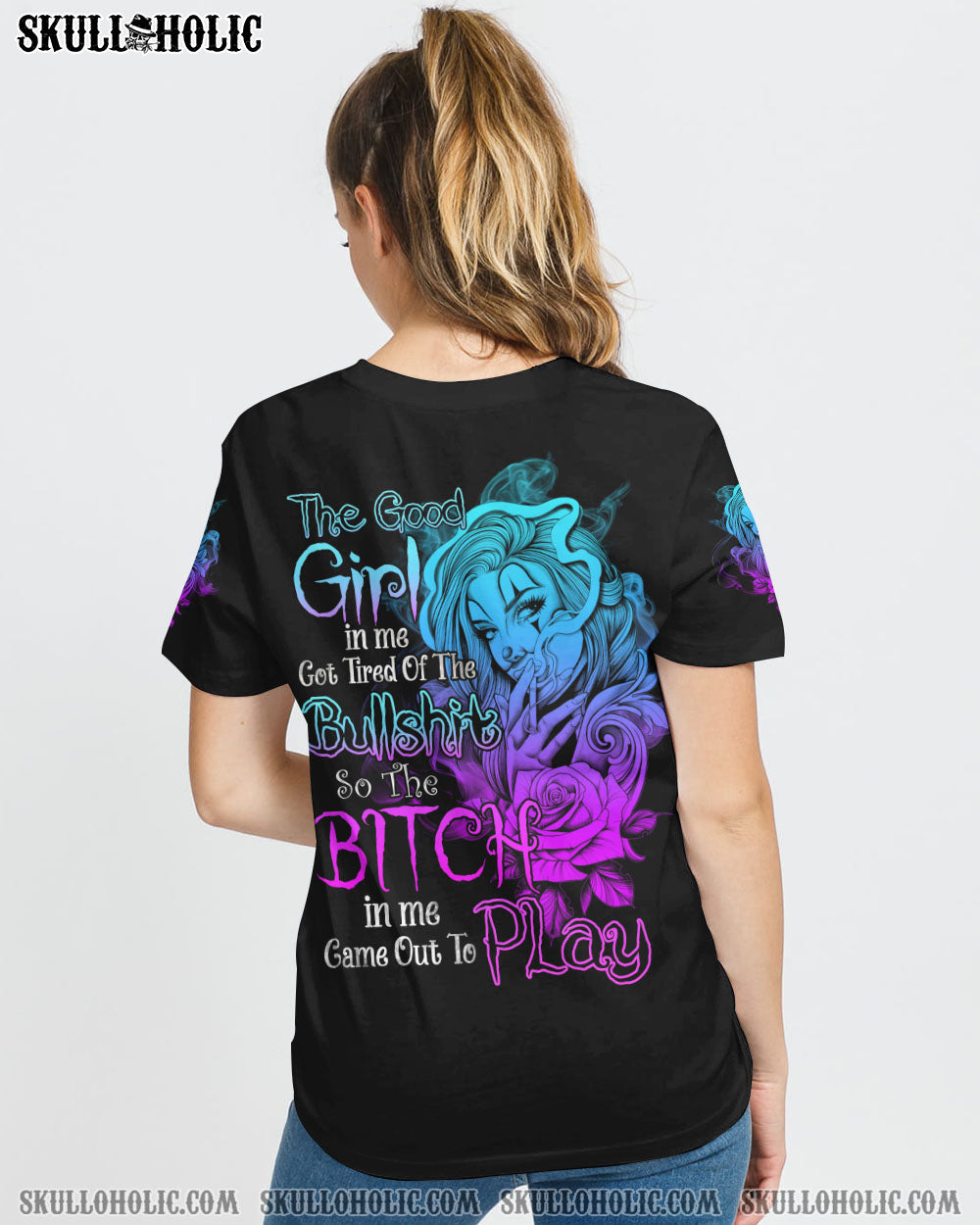 THE GOOD GIRL IN ME GOT TIRED SKULL ALL OVER PRINT - YHTY1908224