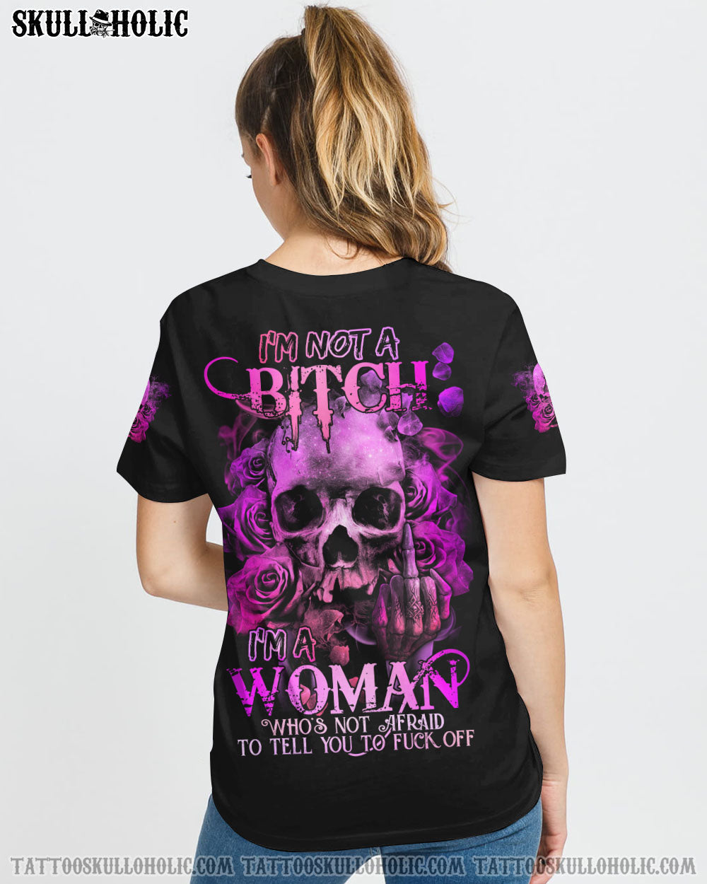 I'M NOT A B SKULL ROSE ALL OVER PRINT - TLNZ2607222KI