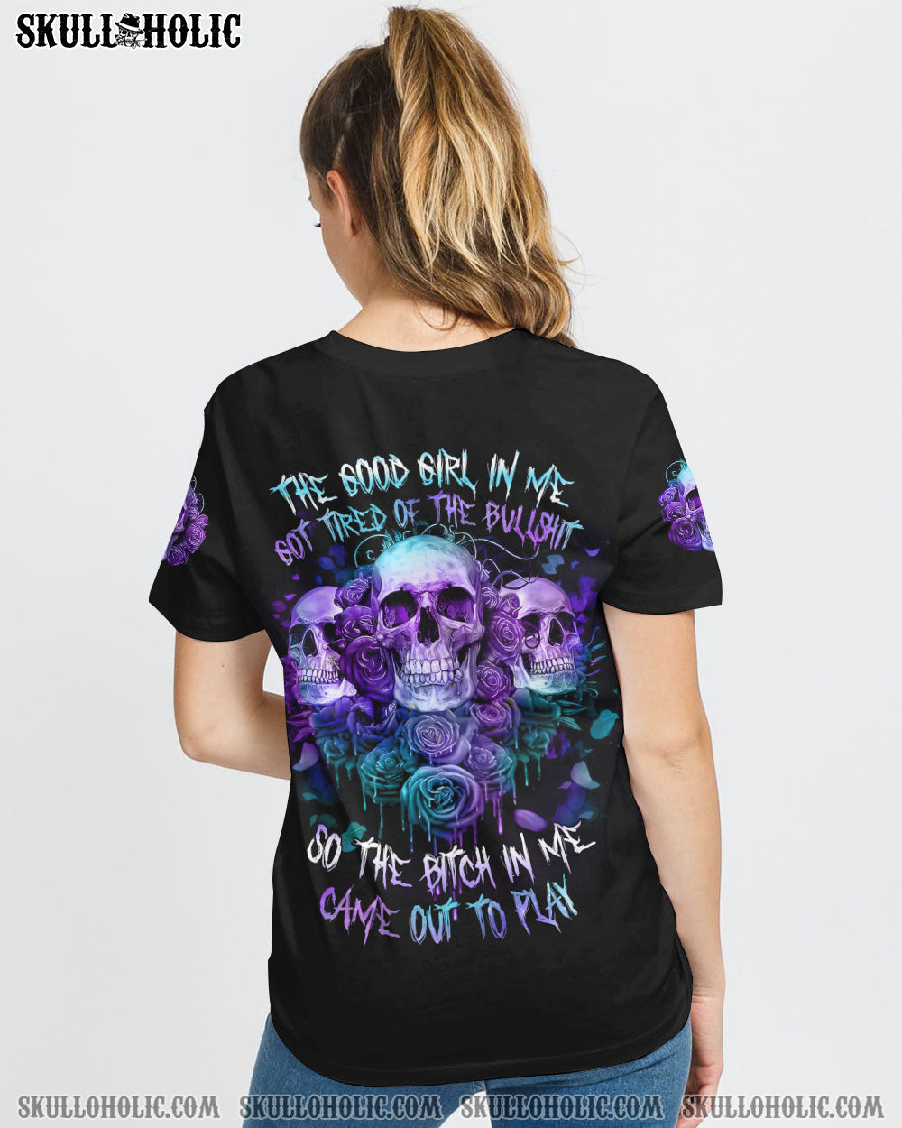 THE GOOD GIRL IN ME 3 SKULLS ROSE ALL OVER PRINT - TLNZ1108221