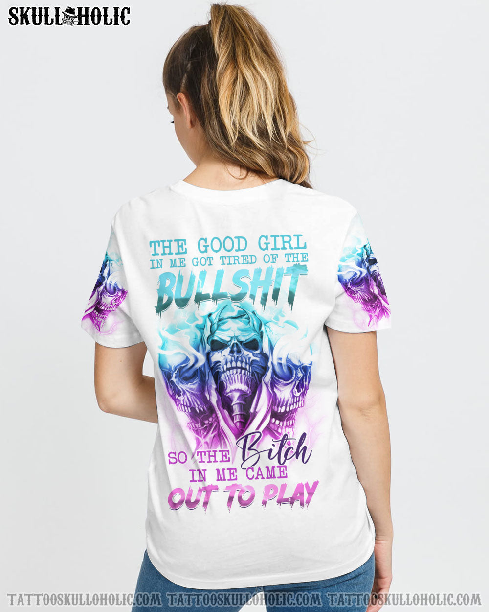 THE GOOD GIRL IN ME GOT TIRED SKULL ALL OVER PRINT - YHTH2507225KI