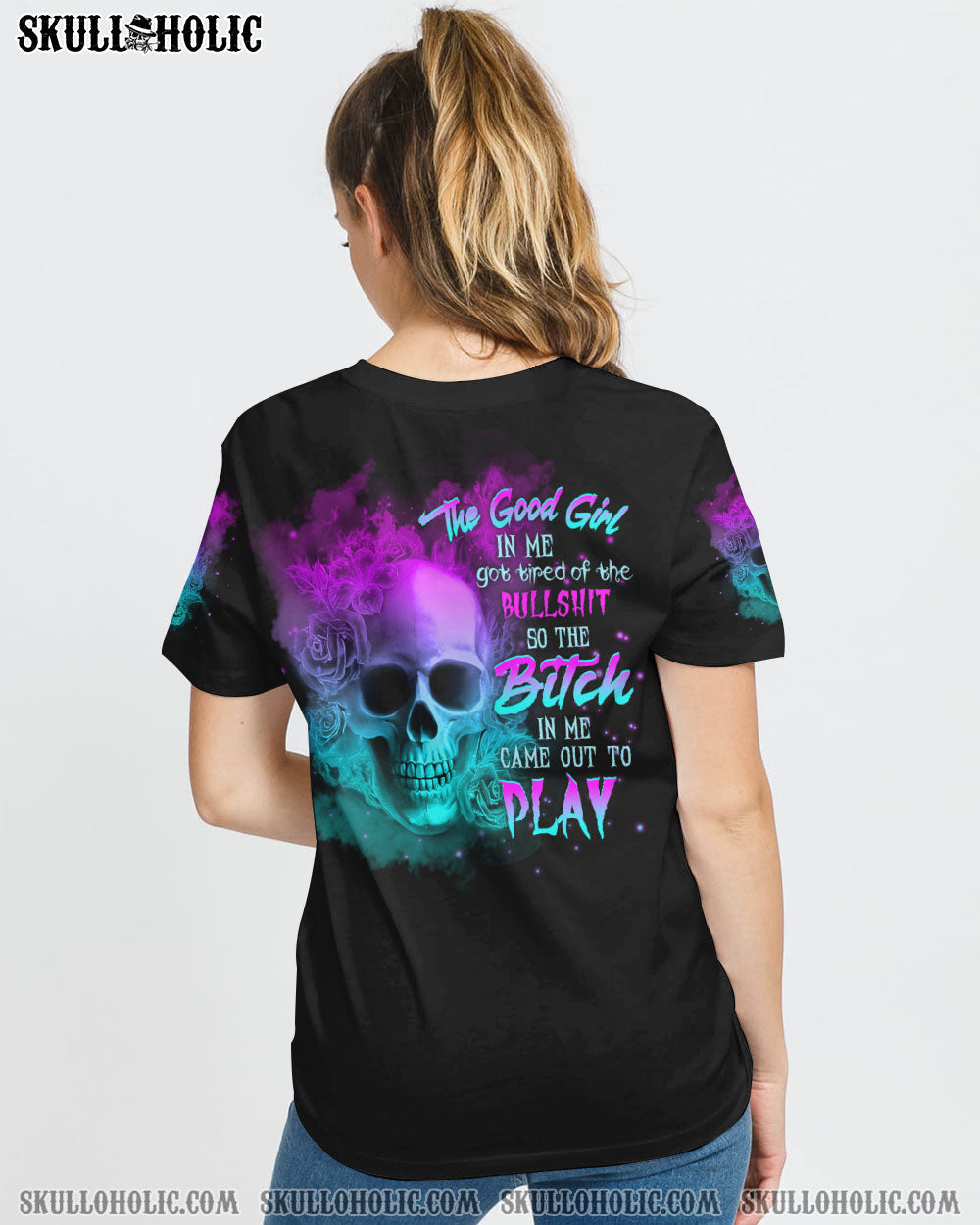 THE GOOD GIRL IN ME GOT TIRED FIRE SKULL ALL OVER PRINT - YHHG2408223