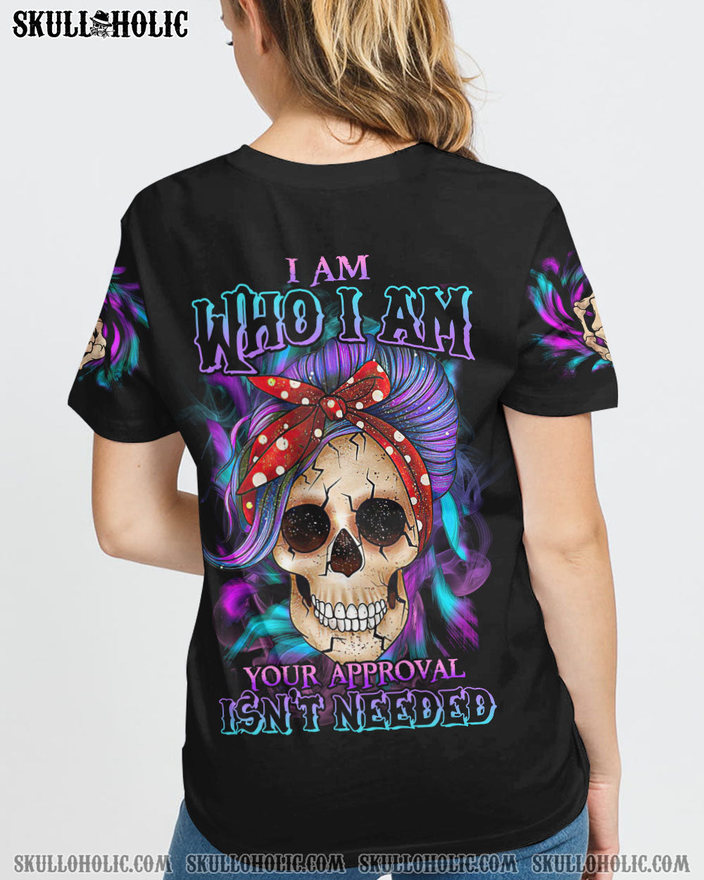 I AM WHO I AM SKULL MESSY BUN ALL OVER PRINT - TLTR0909222