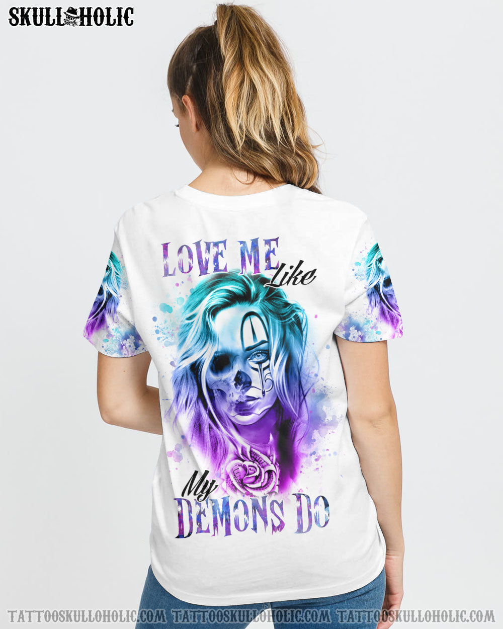 LOVE ME LIKE MY DEMONS DO SKULL ALL OVER PRINT - YHTH2507221KI