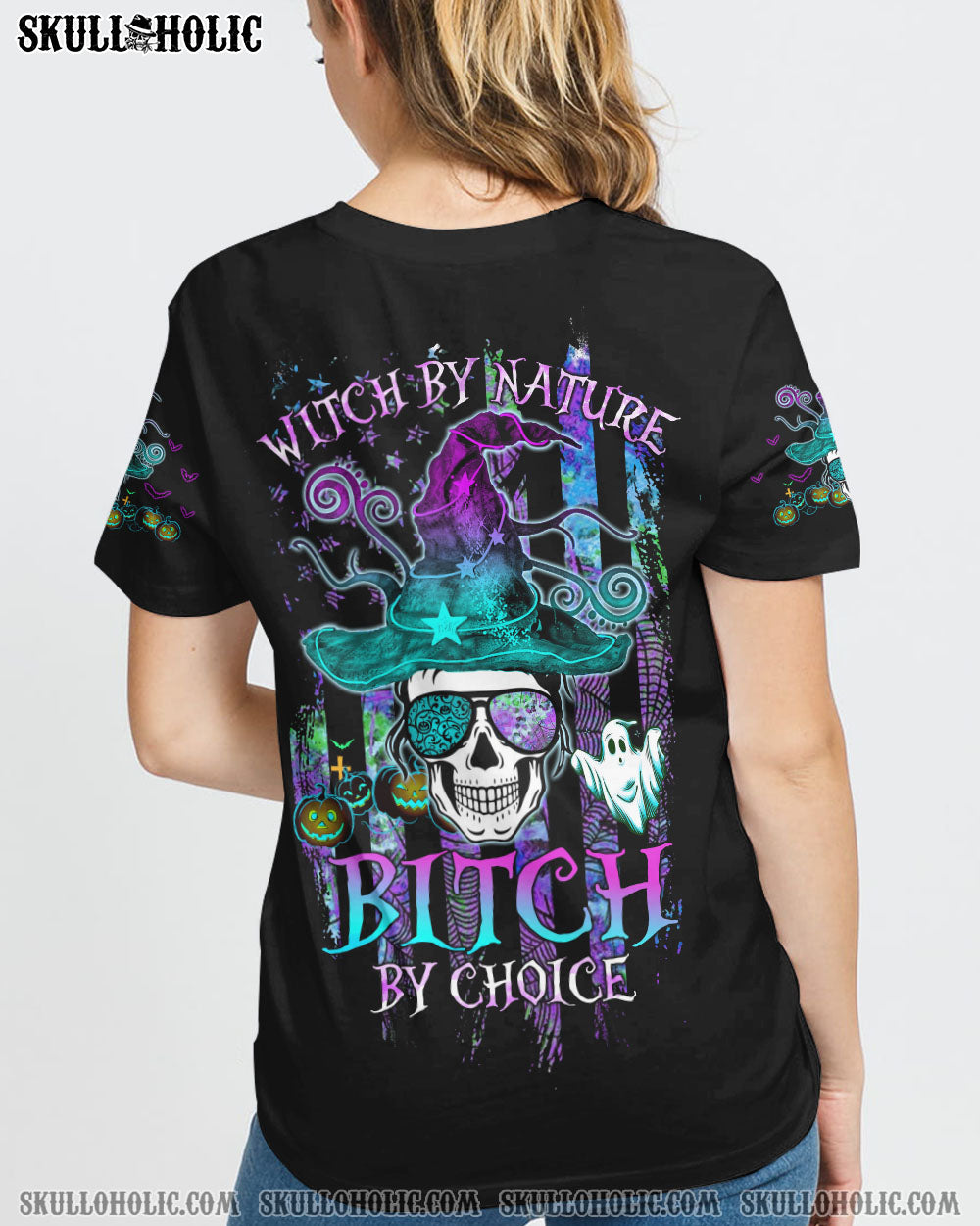 WITCH BY NATURE MESSY BUN SKULL ALL OVER PRINT - TLTW3108224