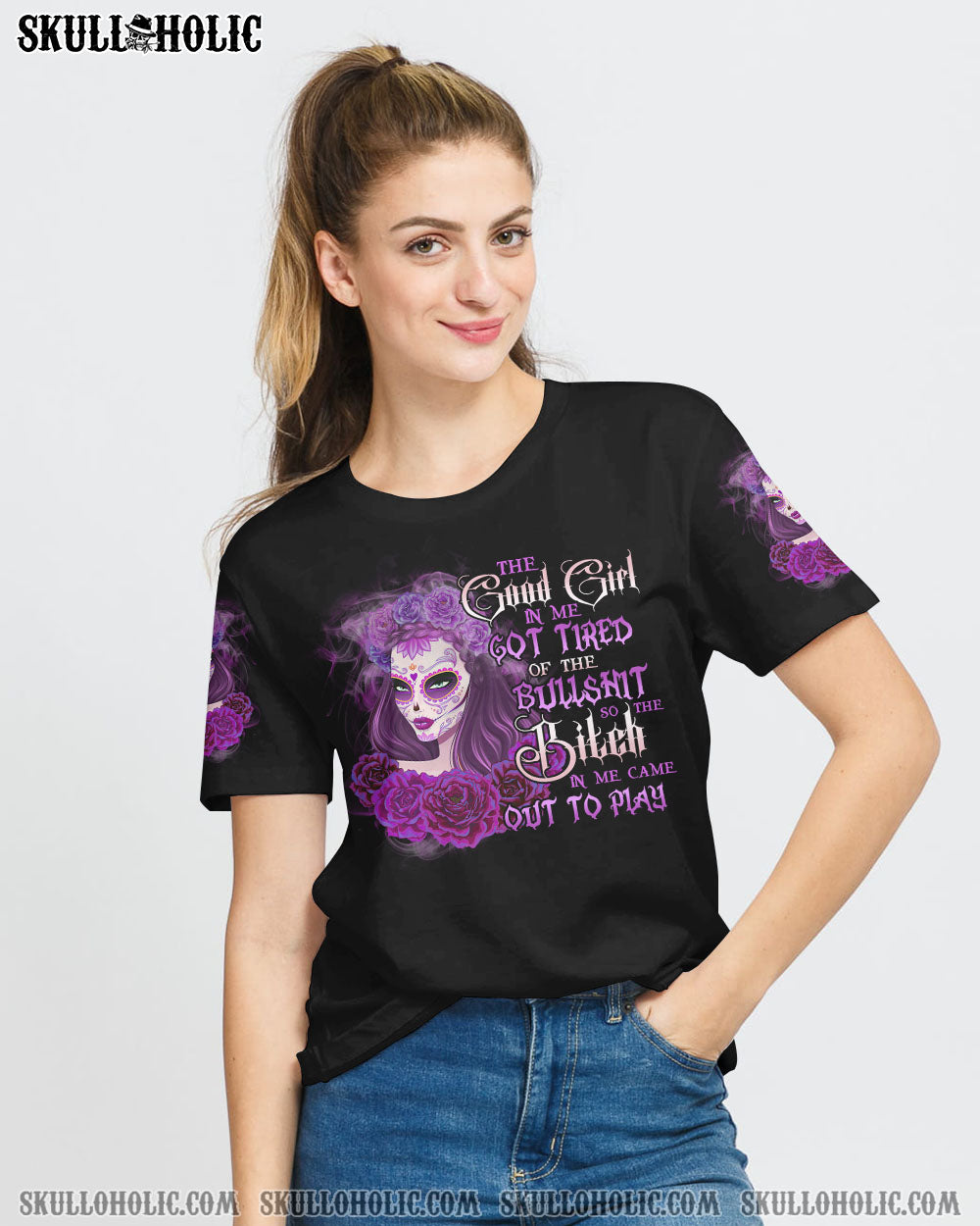 THE GOOD GIRL IN ME SUGAR SKULL GIRL ROSE ALL OVER PRINT - TLTR1008224