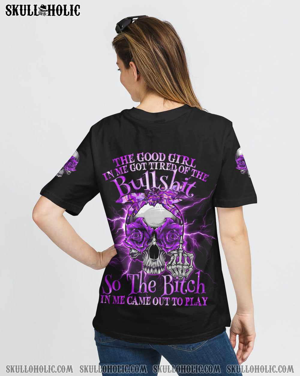 THE GOOD GIRL IN ME PURPLE ROSE SKULL THUNDER ALL OVER PRINT - TLNO0108222