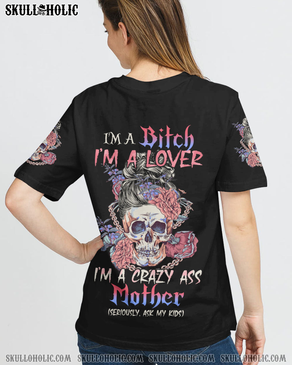 I'M A B I'M A LOVER MESSY BUN ALL OVER PRINT - TLTW2608221