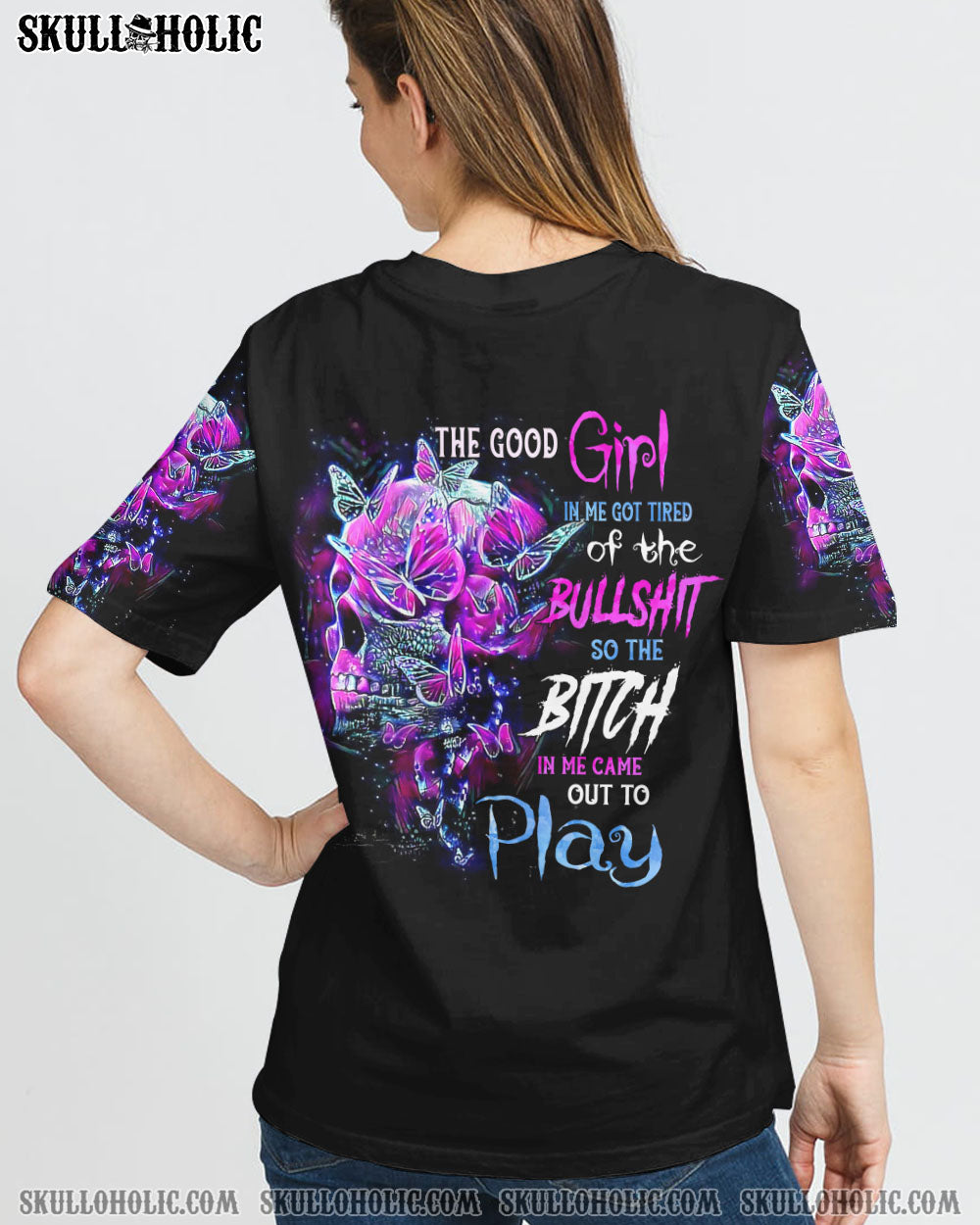 THE GOOD GIRL IN ME GOT TIRED GALAXY SKULL ALL OVER PRINT - YHTH2508222