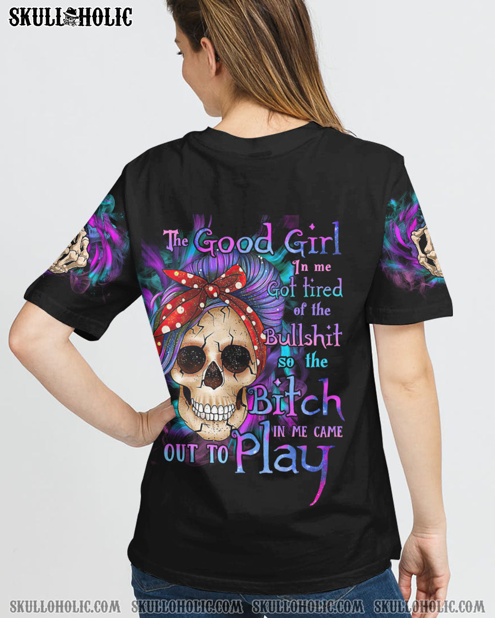 THE GOOD GIRL IN ME MESSY BUN PURPLE ALL OVER PRINT - TLTR1409222