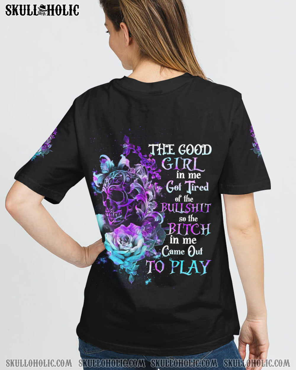 THE GOOD GIRL IN ME SKULL ROSE TATTOO ALL OVER PRINT - TLNZ3008225