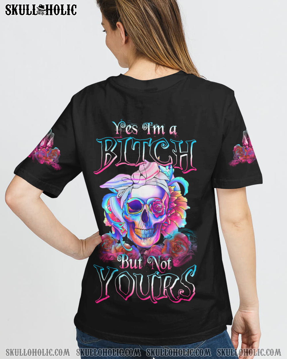 YES I'M A B HOLO SKULL ROSE ALL OVER PRINT - TLTC1209221