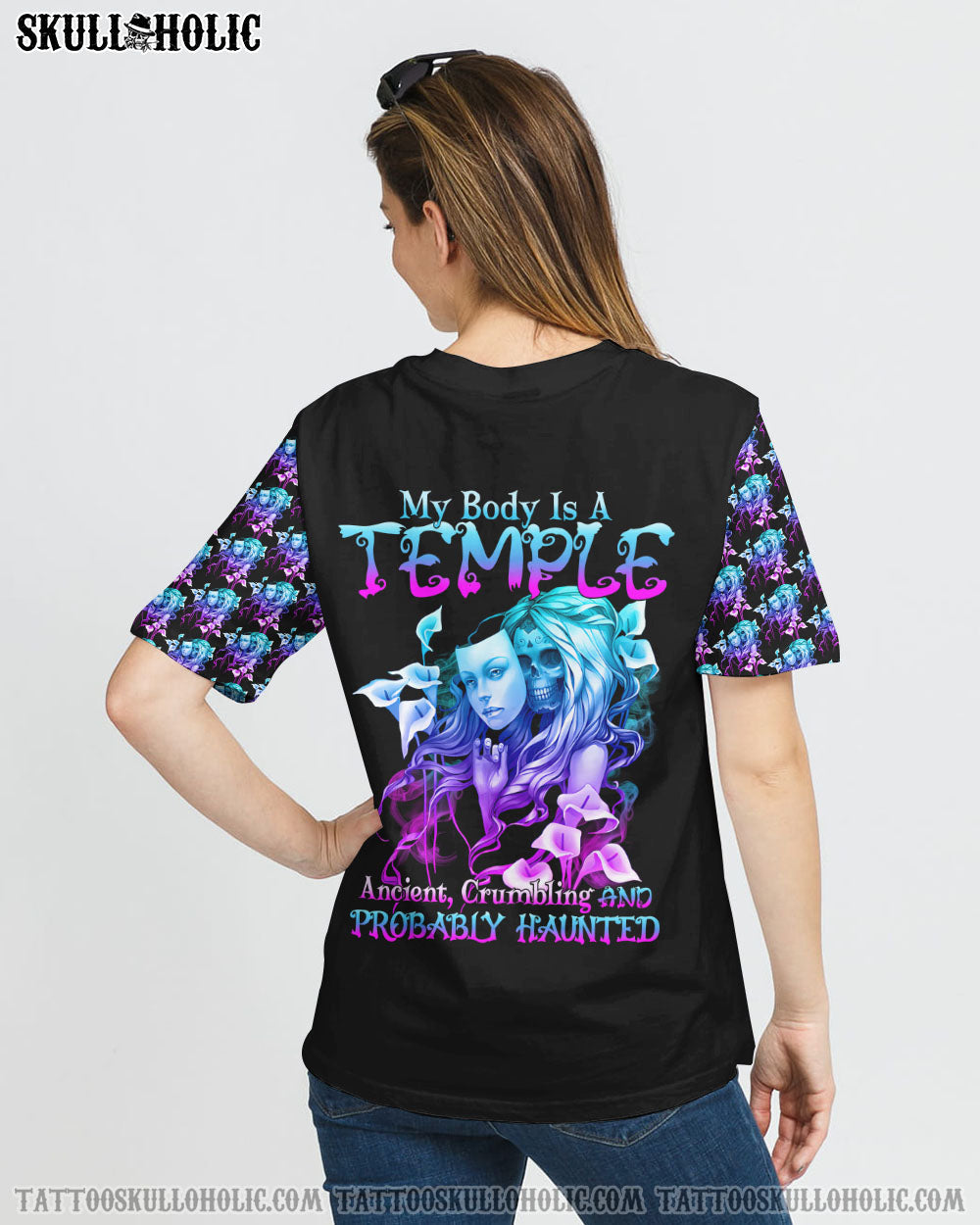 MY BODY IS A TEMPLE SUGAR SKULL ALL OVER PRINT - YHTY2607224KI