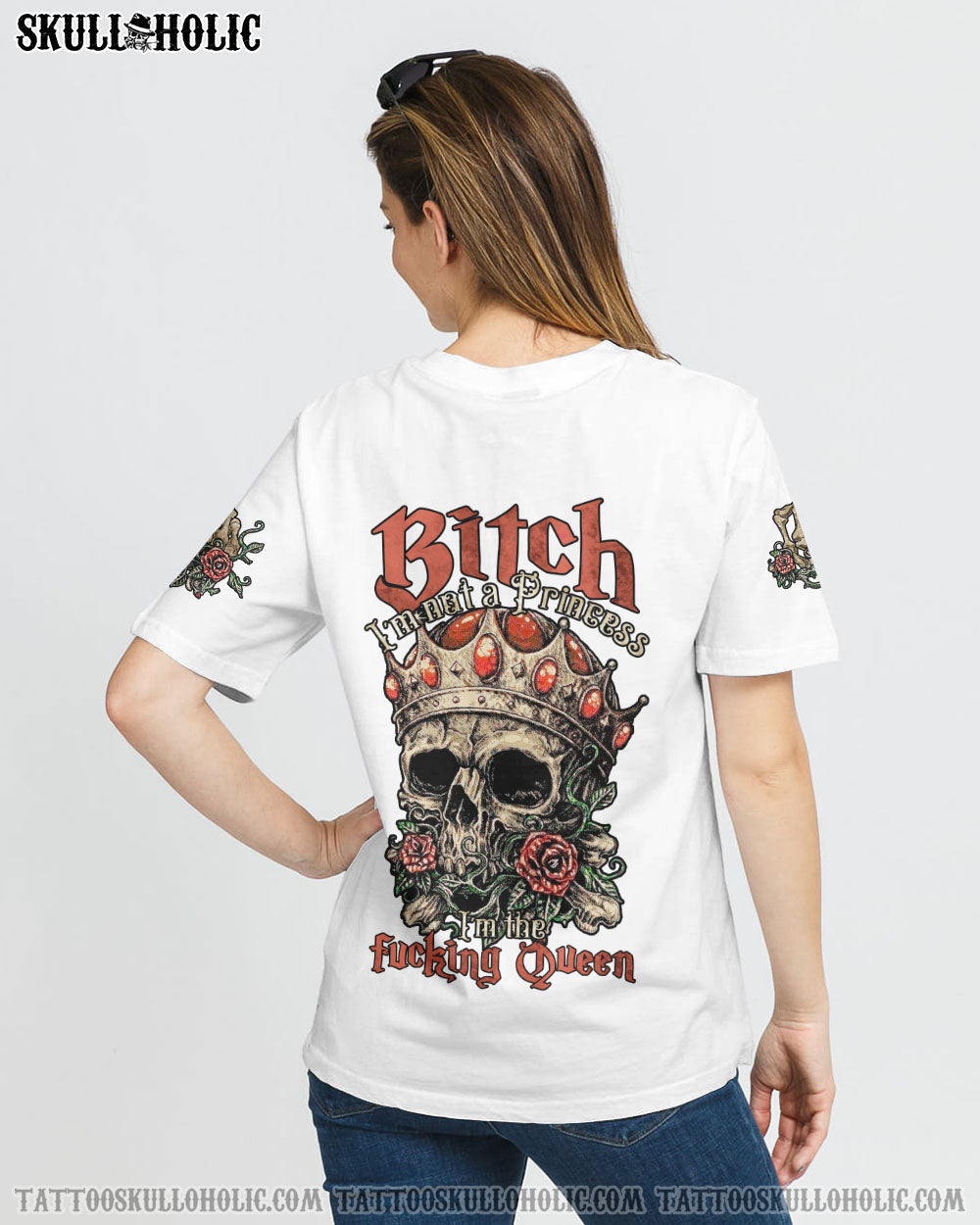 I'M THE FKING QUEEN SKULL ROSE WHITE ALL OVER PRINT - TLTR2607222