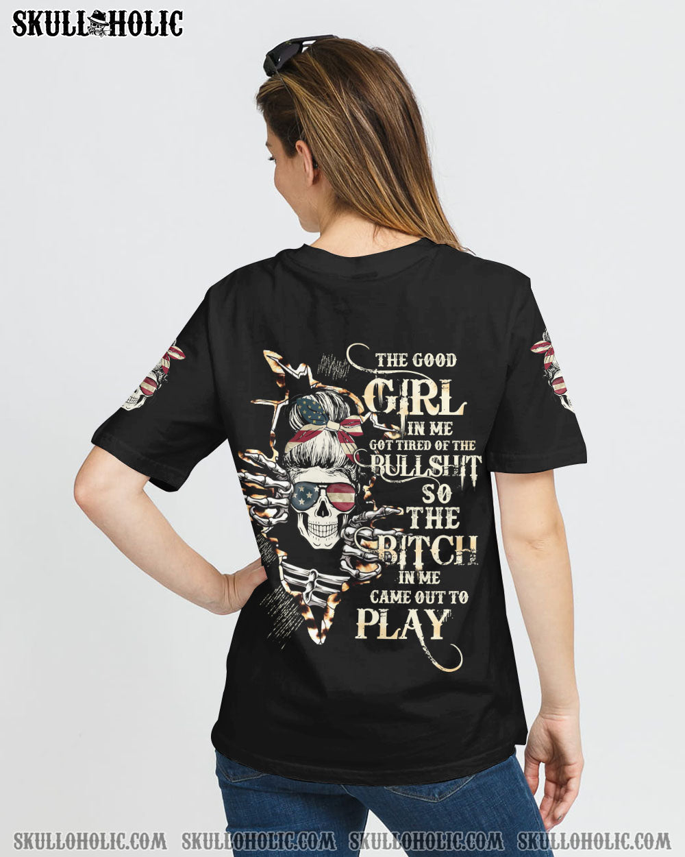 THE GOOD GIRL IN ME MESSY BUN CRACK ALL OVER PRINT - TLTW1508224