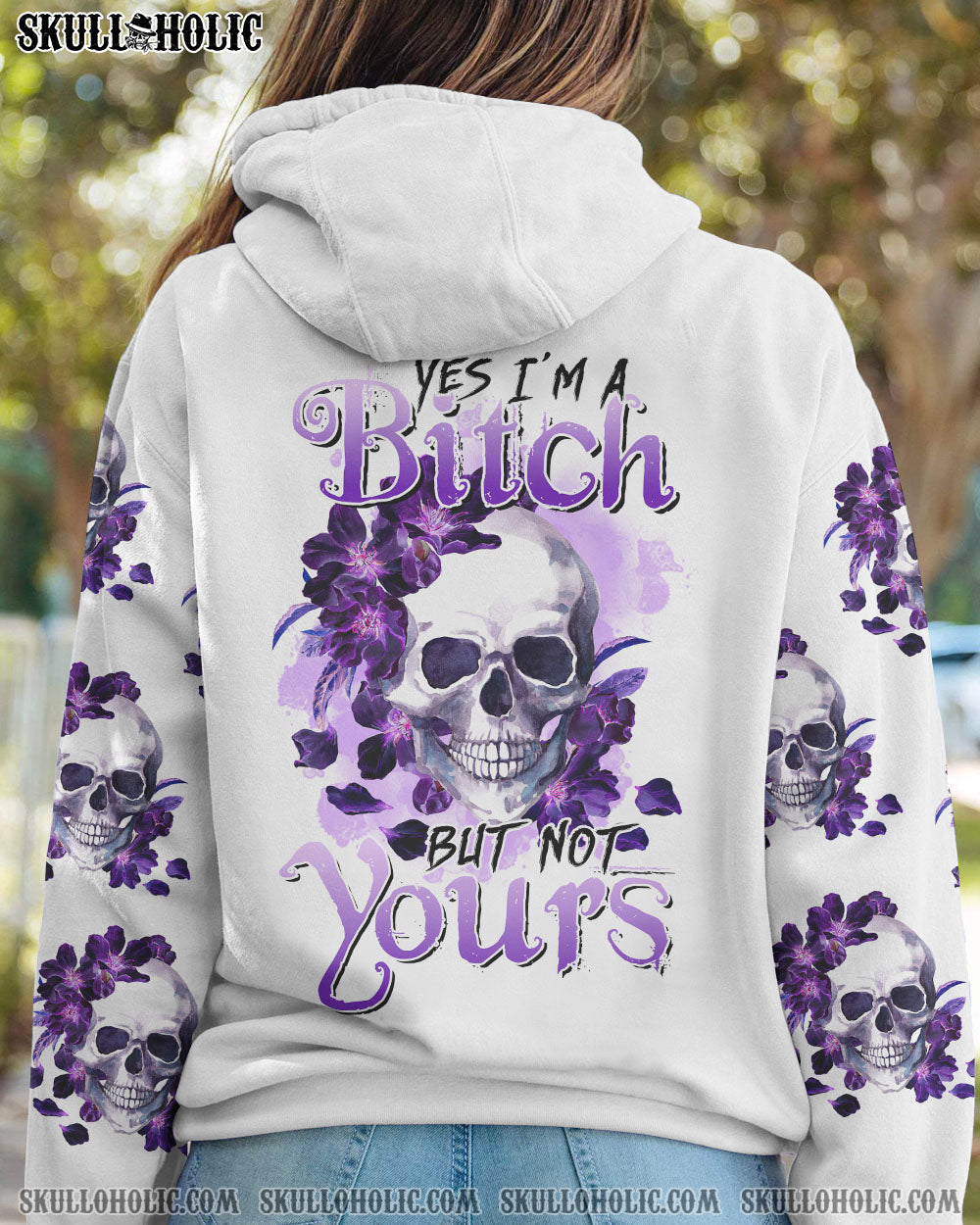 YES I'M A B PURPLE FLOWER SKULL ALL OVER PRINT - TLTR0711221