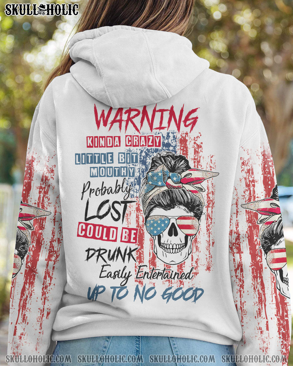 WARNING KINDA CRAZY AMERICAN SKULL ALL OVER PRINT - TLTW0112224