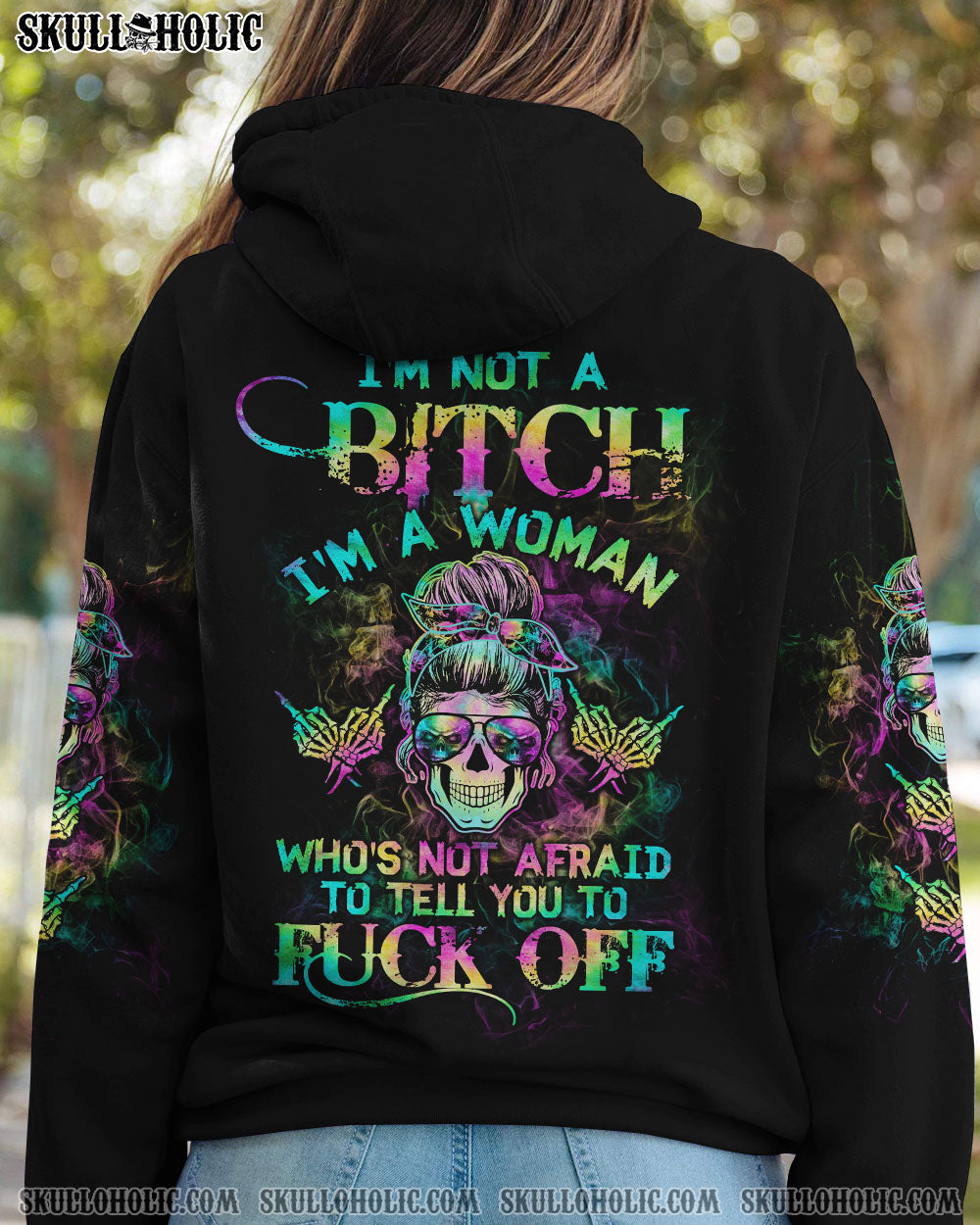 I'M NOT A B I'M A WOMAN TIE DYE SKULL ALL OVER PRINT - TLTW0501232