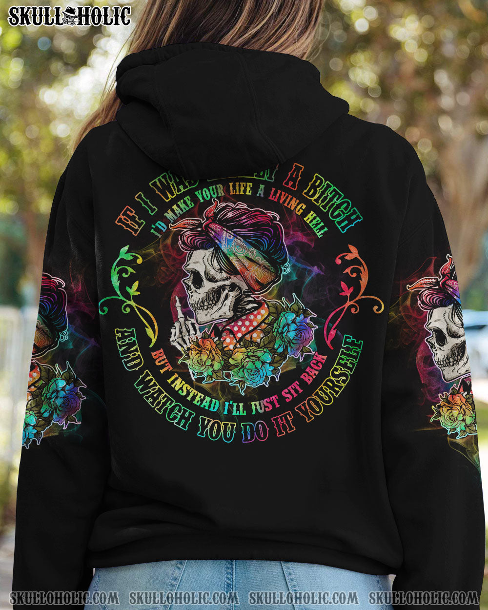 IF I WAS REALLY A B MESSY BUN SKULL ALL OVER PRINT - YHHN0410224