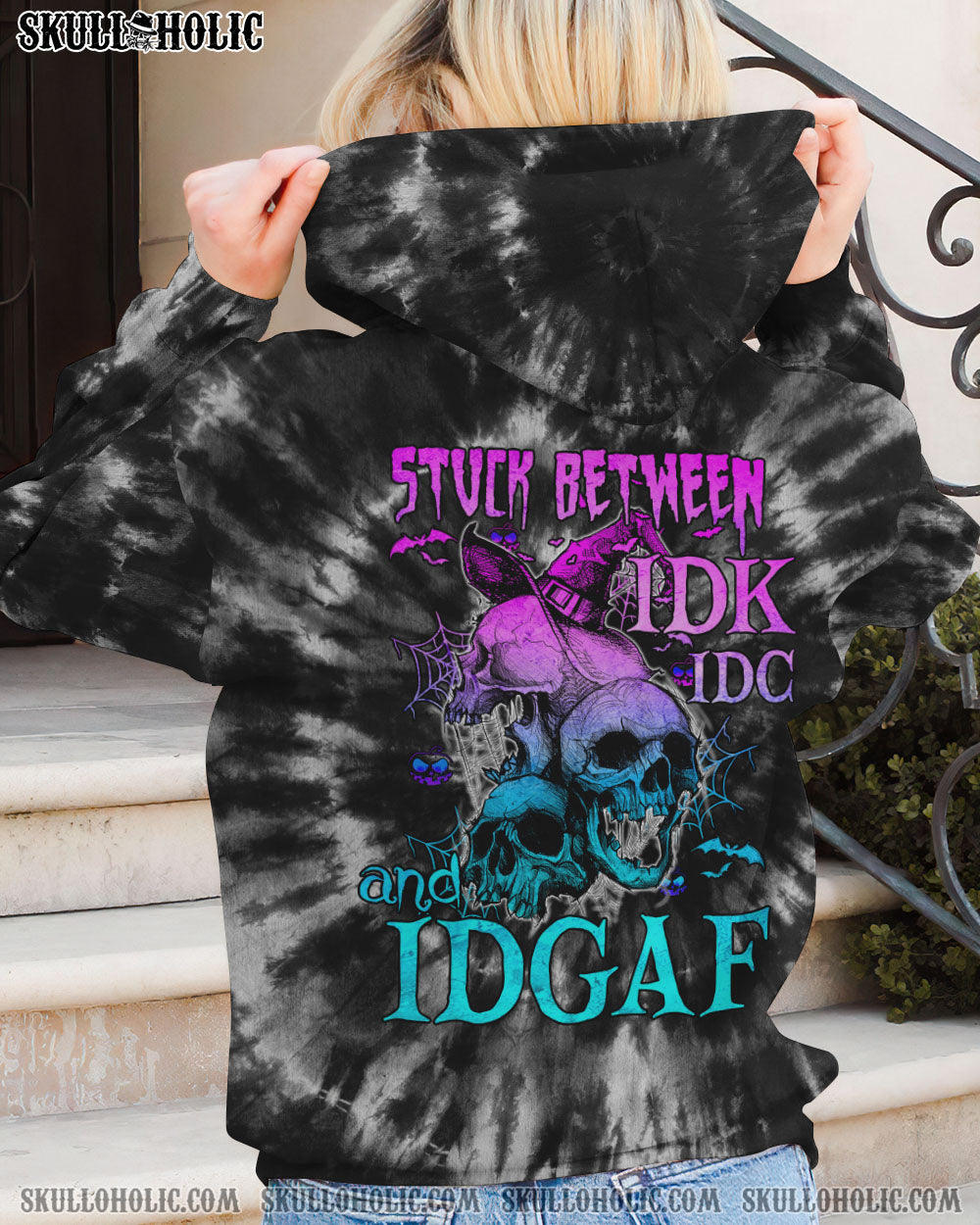 STUCK BETWEEN IDK IDC AND IDGAF SKULL ALL OVER PRINT - YHTY1909221