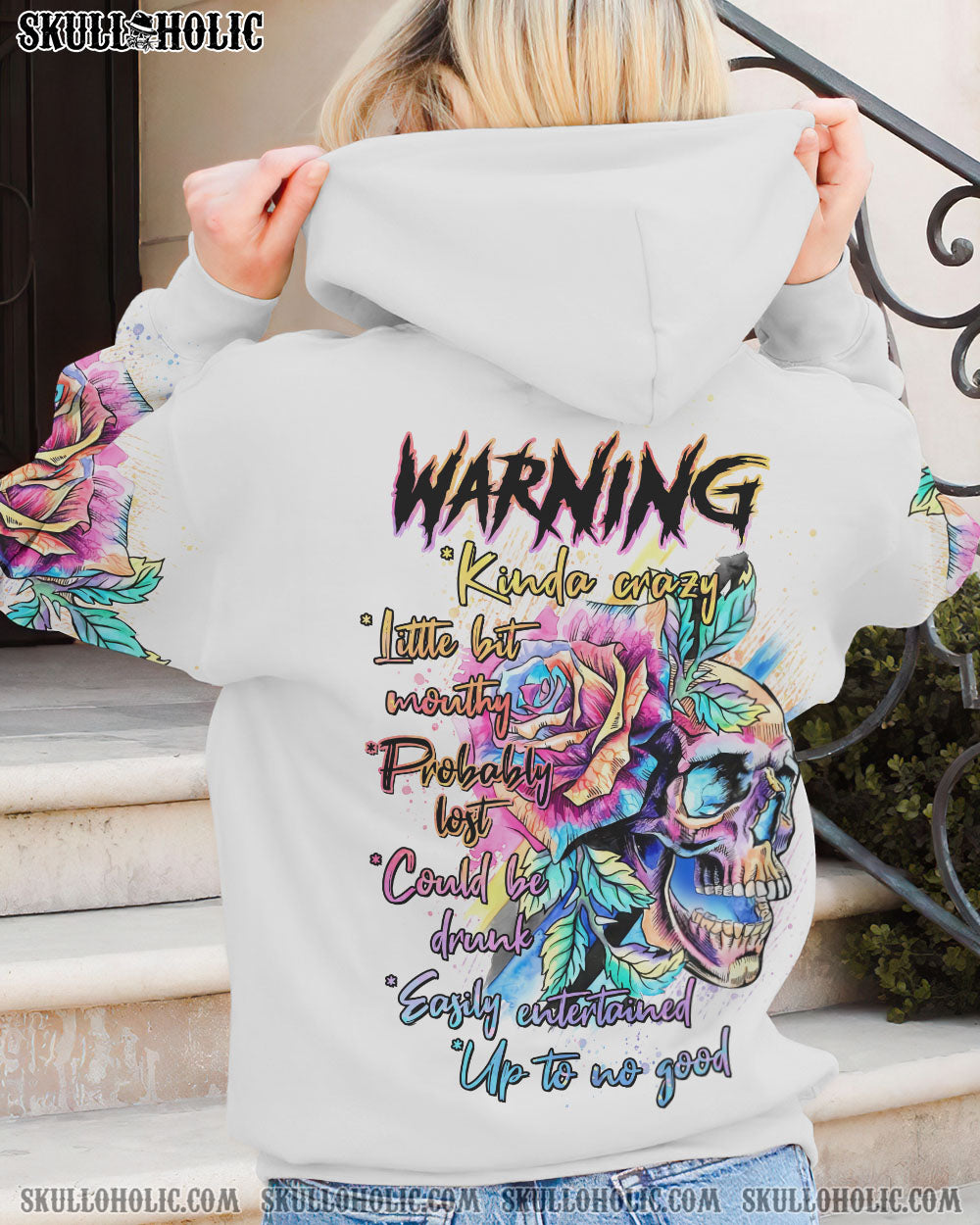 WARNING KINDA CRAZY MESSY BUN SKULL ALL OVER PRINT - YHTG2510221