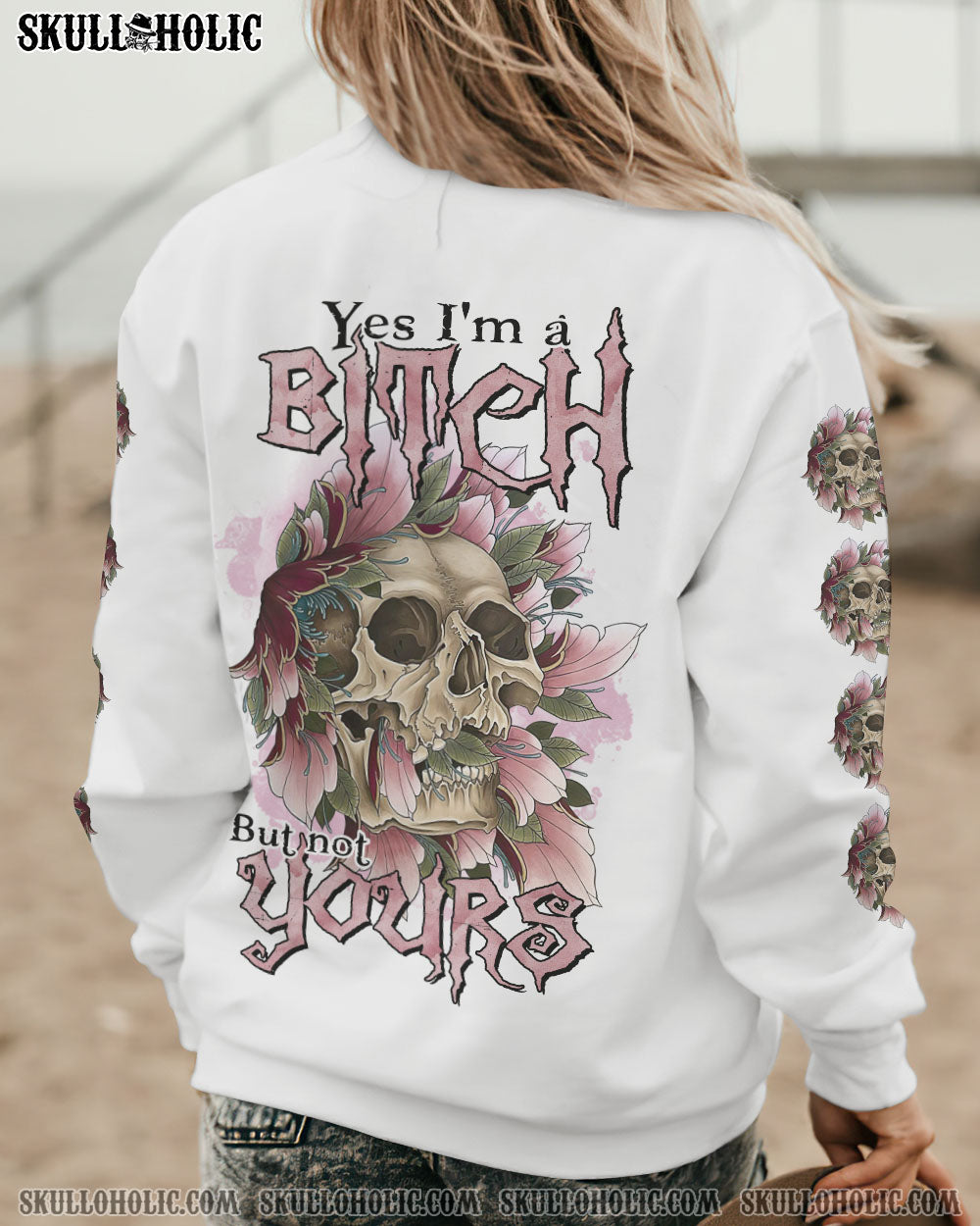 YES I'M A B FLOWER SKULL ALL OVER PRINT - TLTR2210223