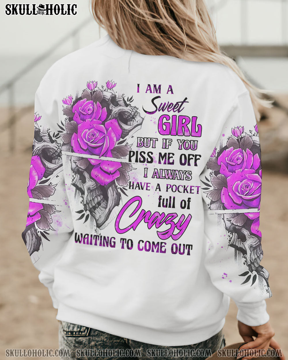 I AM A SWEET GIRL ROSE SKULL ALL OVER PRINT - YHTH2809223