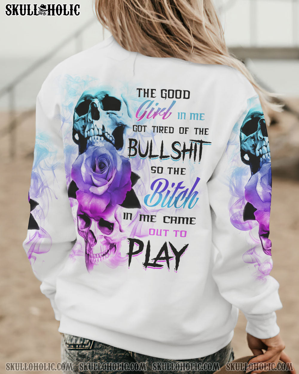 THE GOOD GIRL IN ME GOT TIRED SKULL ROSE ALL OVER PRINT - YHTH1110221