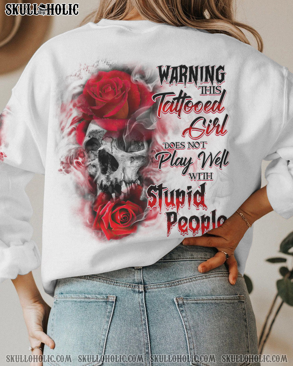 WARNING THIS TATTOOED GIRL ROSE SKULL ALL OVER PRINT - TLTM1910221