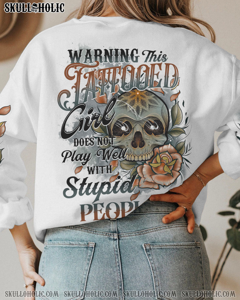 WARNING THIS TATTOOED GIRL SKULL ALL OVER PRINT - TLTY3011224