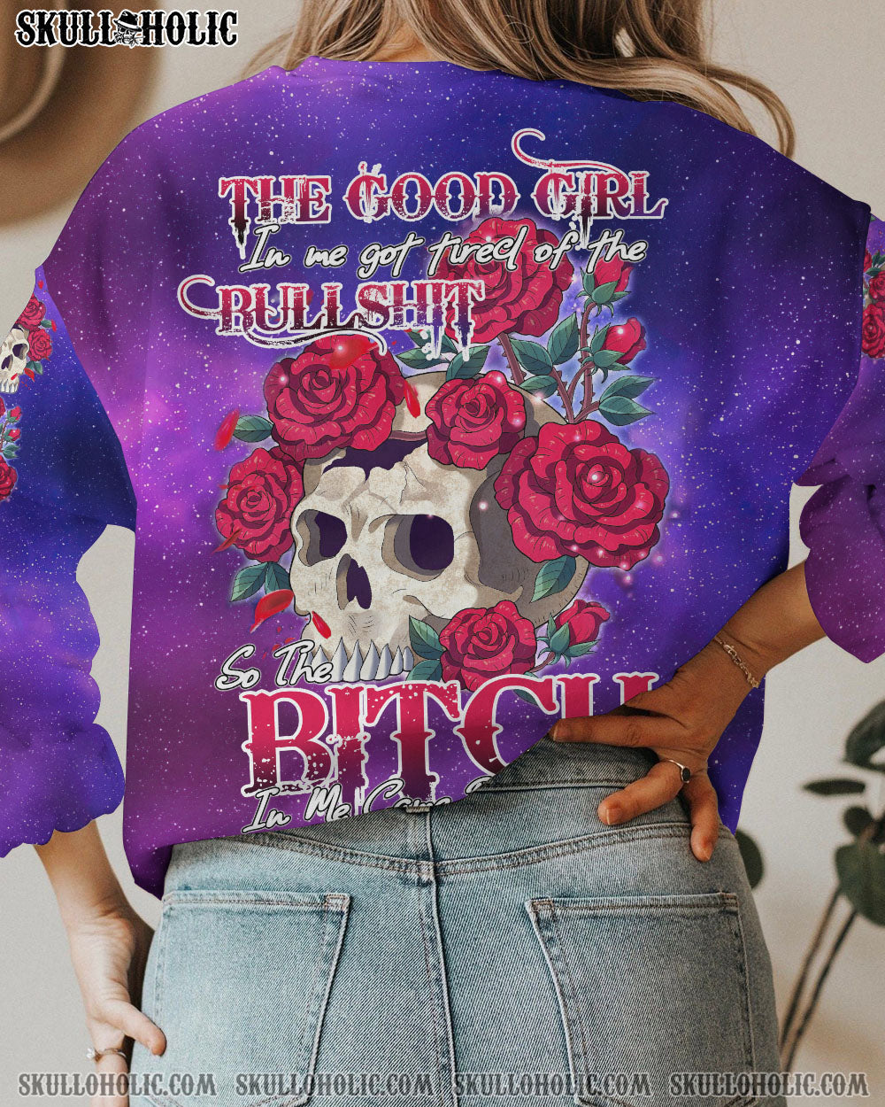 THE GOOD GIRL SKULL ROSE GALAXY ALL OVER PRINT - TLTY2210221