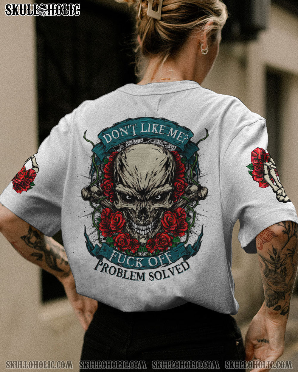 DON'T LIKE ME SKULL ROSE ANGRY ALL OVER PRINT - TLTR1510221