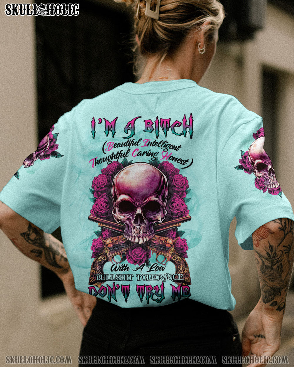 I'M A B DON'T TRY ME SKULL ROSES G ALL OVER PRINT - TLTR0603234