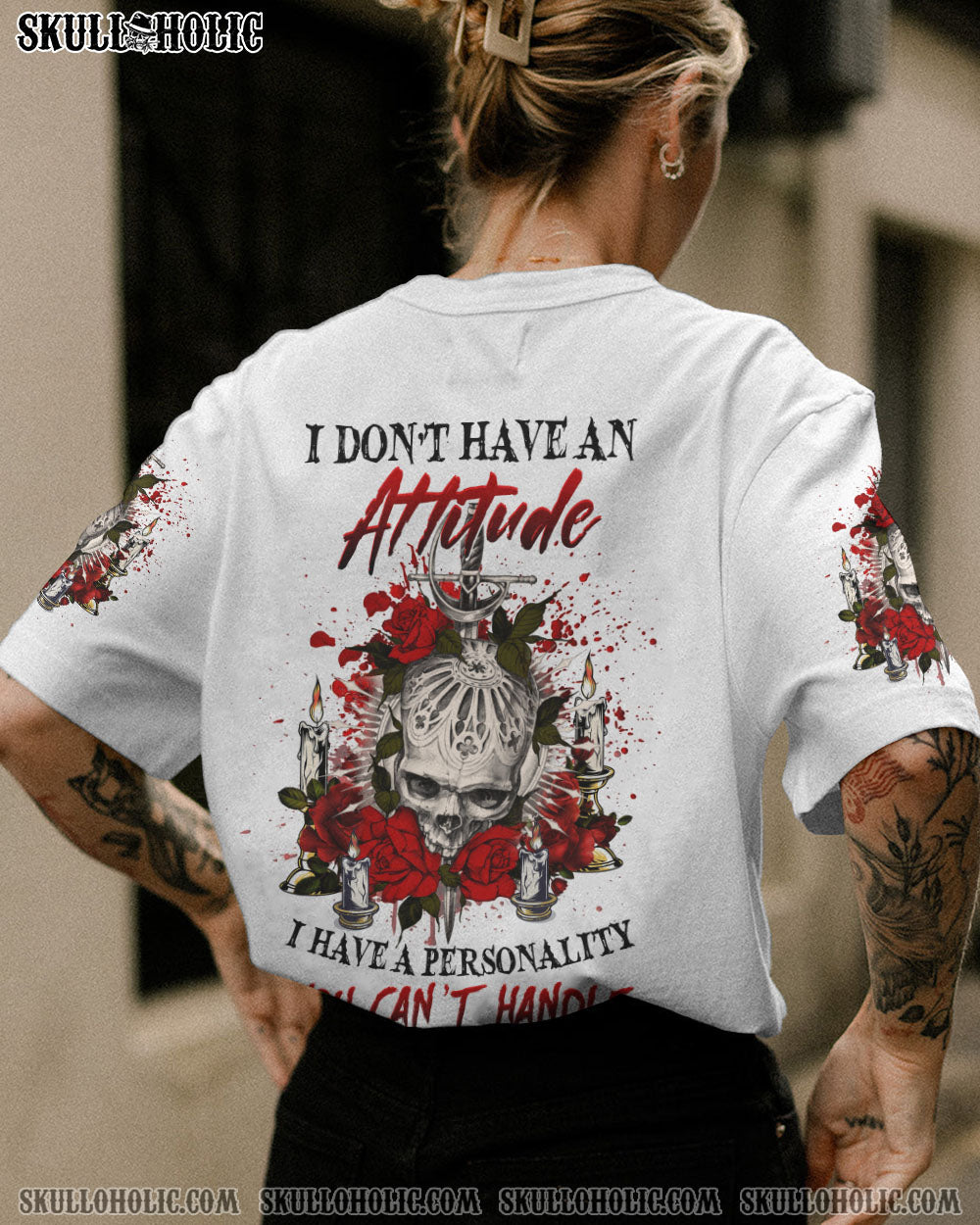 I DON'T HAVE AN ATTITUDE SKULL ROSE ALL OVER PRINT - YHHG2909222