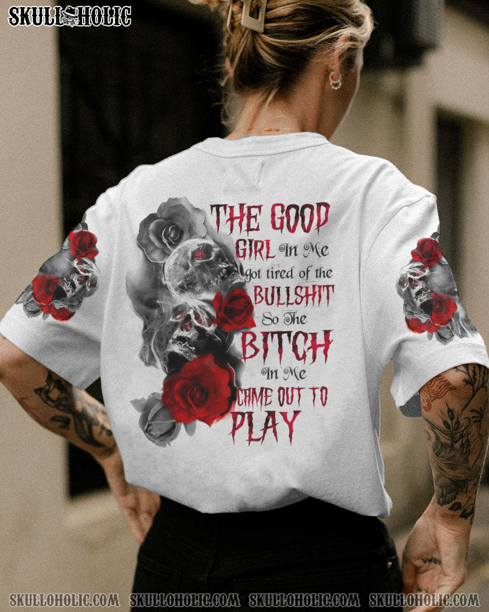 THE GOOD GIRL IN ME ROSE SMOKE SKULL ALL OVER PRINT - TLTC0310221