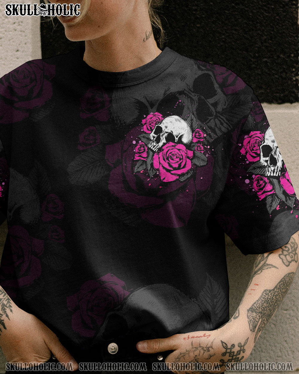 THE GOOD GIRL IN ME GOT TIRED SKULL ROSE ALL OVER PRINT - YHHG1003233