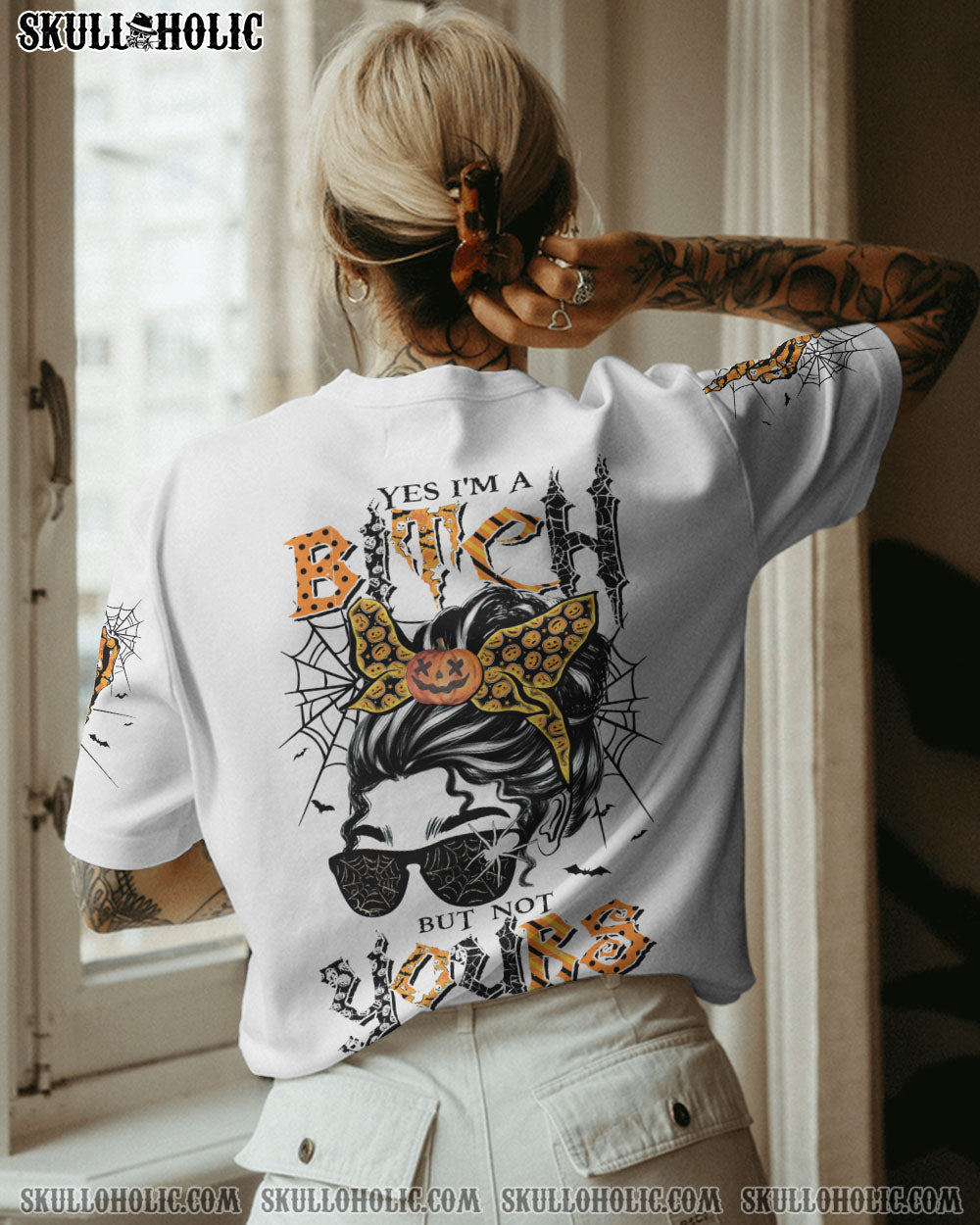 YES I'M A B HALLOWEEN MESSY BUN ALL OVER PRINT - TLTR1609223