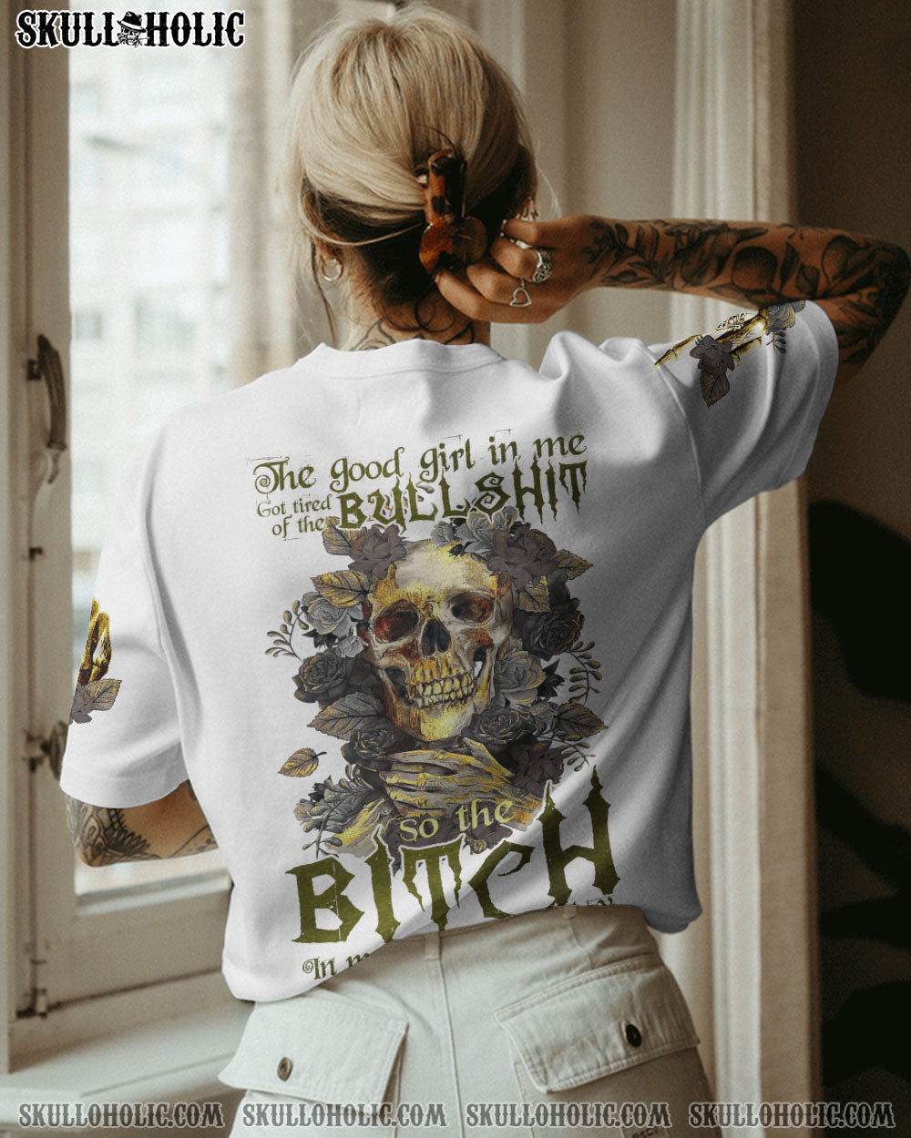 THE GOOD GIRL IN ME SKULL FLOWER ALL OVER PRINT - TLTR1310223