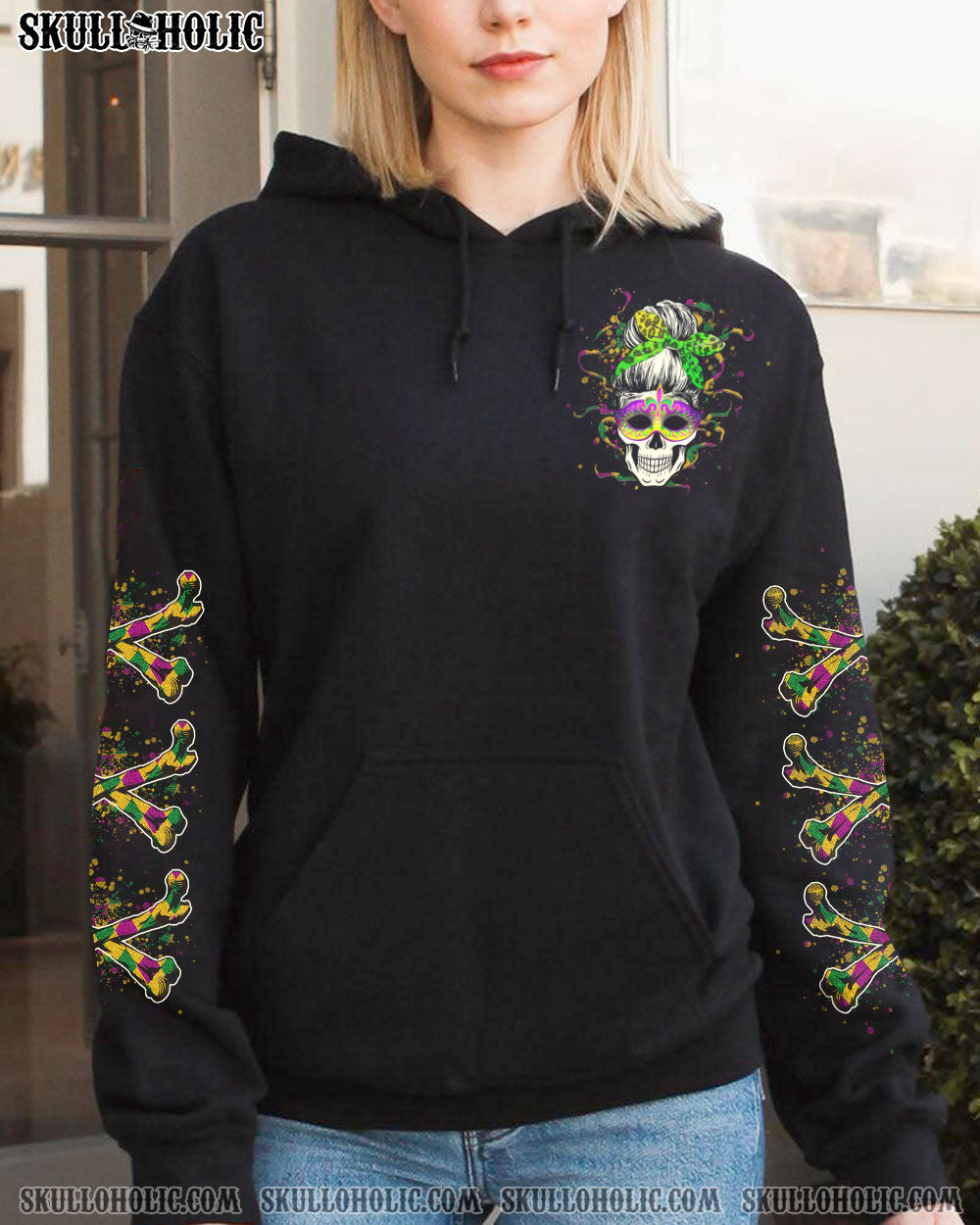 YES I'M A B MARDI GRAS SKULL ALL OVER PRINT - YHHG0501234