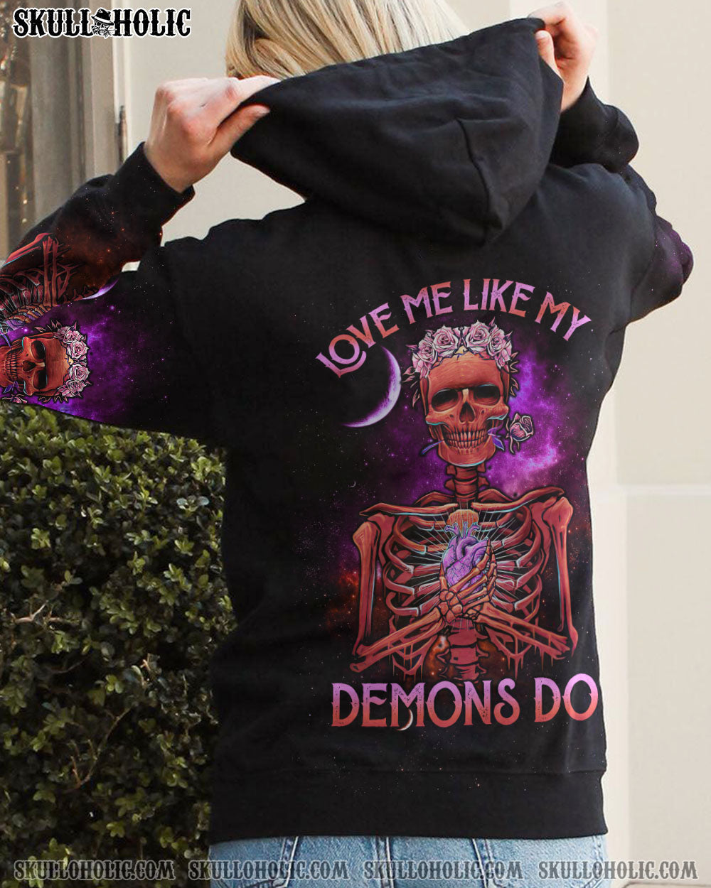 LOVE ME LIKE MY DEMONS DO SKELETON ALL OVER PRINT - TLTW3110221