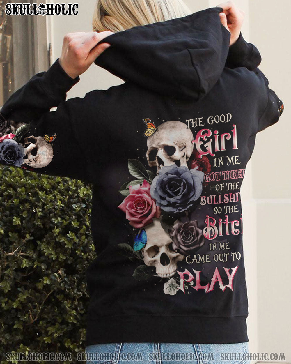 THE GOOD GIRL IN ME SKULL WITH ROSE ALL OVER PRINT - TLTW1110225