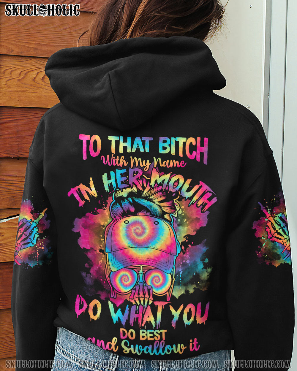 TO THAT B WITH MY NAME IN HER MOUTH TIE DYE MESSY BUN ALL OVER PRINT - TLTY2012223