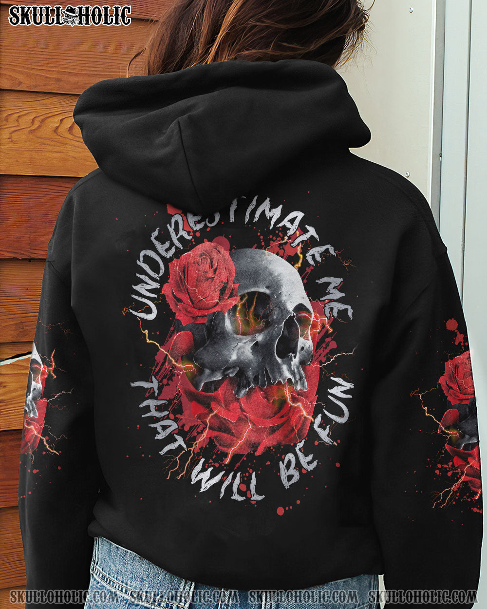 UNDERESTIMATE ME ROSE SKULL ALL OVER PRINT - TLNZ0512223