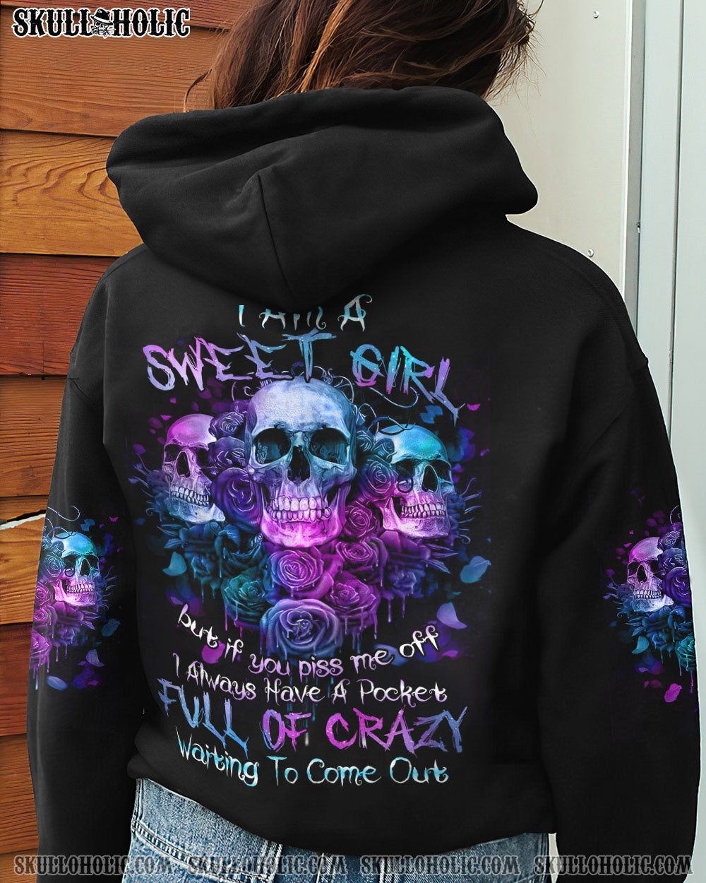 I AM A SWEET GIRL PURPLE FLOWER SKULL ALL OVER PRINT - TLNZ2801233